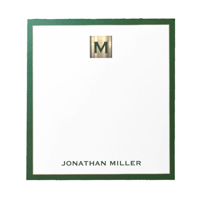 Bloc-note Monogramme de luxe Emerald Gold (Devant)