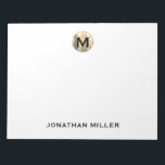 Bloc-note Monogramme de luxe simple 11 x 8,5<br><div class="desc">Élevez votre jeu de papeterie avec ce bloc-notes monogrammé avec une typographie classique simple et un monogramme médaillon d'or brossé. Le bloc-notes comprend de l'espace pour le texte personnalisé, comme votre nom ou le texte personnalisé de votre choix, ce qui le rend parfait pour un usage personnel ou professionnel. Utilisez-le...</div>