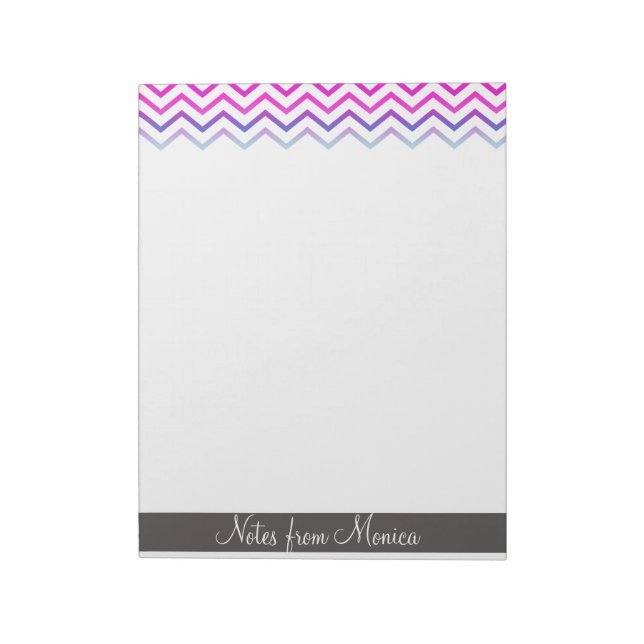 Bloc-note Monogramme de mémo personnalisé Chevron Motif rose (Tourné)