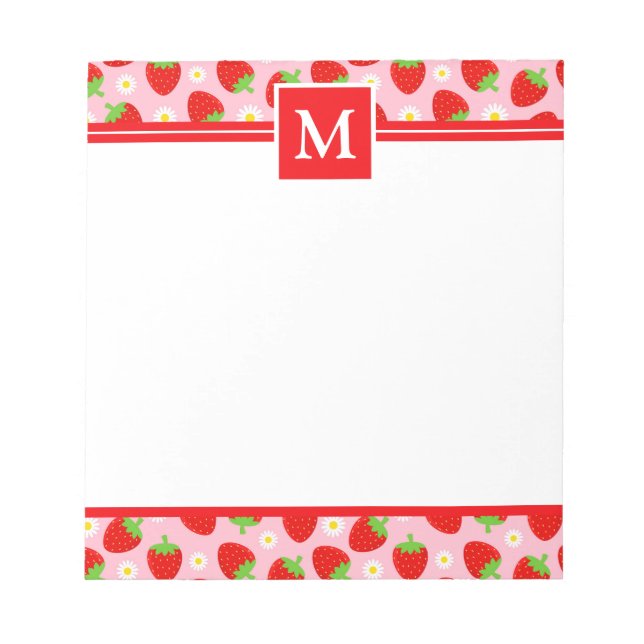 Bloc-note Monogramme de mûre fraises d'été (Devant)