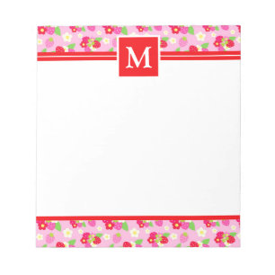 Bloc-note Monogramme de mûre fraises d'été