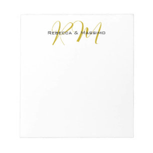 Bloc-note Monogramme de nom moderne de couleur or unique exc
