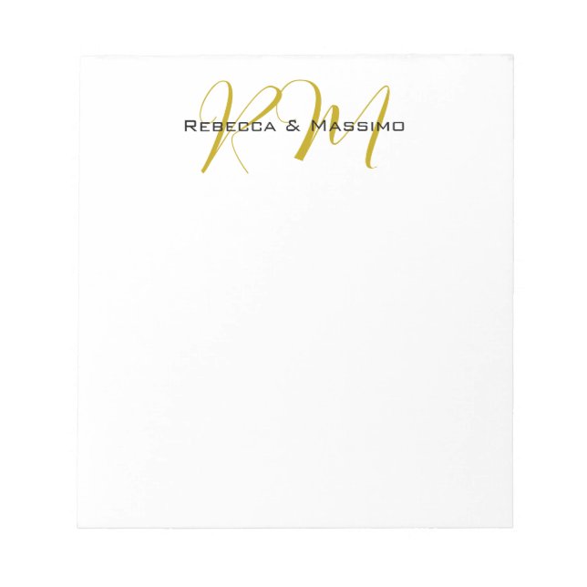 Bloc-note Monogramme de nom moderne de couleur or unique exc (Devant)