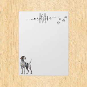 Bloc-note Monogramme de pointeur court allemand personnalisé