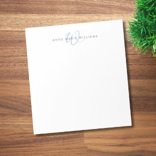 Bloc-note Monogramme de script bleu moderne
