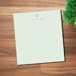 Bloc-note Monogramme de style moderne vert sauge or<br><div class="desc">Un design de monogramme moderne et élégant avec une typographie script minimaliste manuscrite or et une typographie bloc sans empattement sur un fond vert sauge pastel pâle élégant. Le monogramme et le nom peuvent être facilement personnalisés.</div>