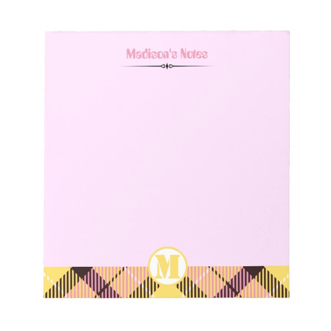 Bloc-note Monogramme de tatouage rose moderne Nom du script (Devant)