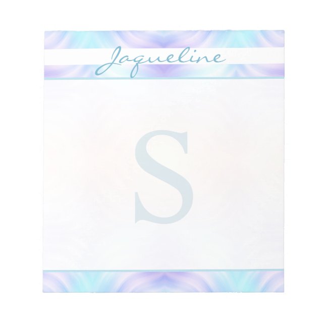 Bloc-note Monogramme des onces de lavande turquoise (Devant)