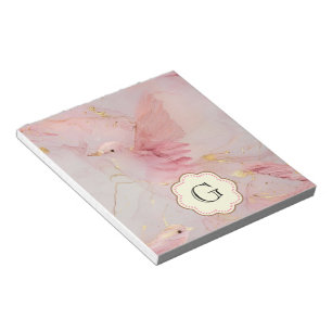 Bloc-note Monogramme d'oiseaux roses