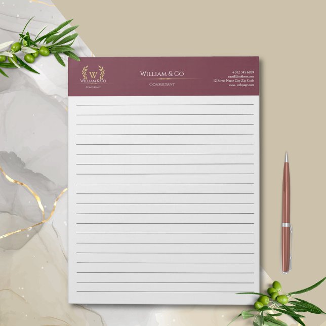Bloc-note Monogramme d'or de la couronne de laurier classiqu (Créateur téléchargé)