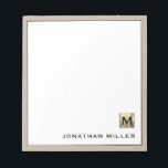 Bloc-note Monogramme d'or en lin beige personnalisé<br><div class="desc">Élevez votre collection de papeterie avec ce bloc-notes personnalisé avec une initiale en monogramme d'or métallique brossé et votre nom dans la typographie de bloc classique. Le design est encadré dans un imprimé de lin beige sophistiqué, ce qui en fait l'accessoire parfait pour tout espace de travail. Ce bloc-notes contient...</div>