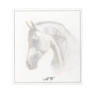Bloc-note Monogramme Élégant Cheval Équestre Initiales Perso