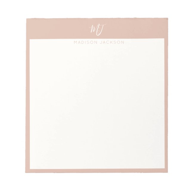 Bloc-note Monogramme élégant en écriture rose (Devant)