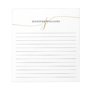 Bloc-note Monogramme élégant minimaliste en script or avec l