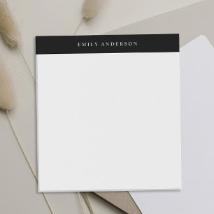Bloc-note Monogramme Élégant Minimaliste Noir et Blanc