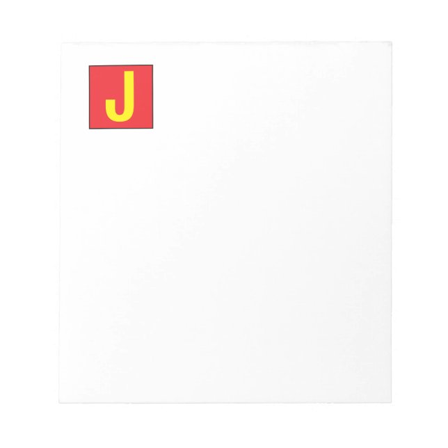 Bloc-note Monogramme Élégant Moderne Professionnel Rouge Jau (Devant)