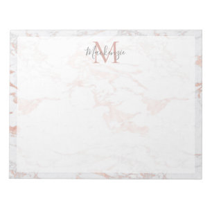 Bloc-note Monogramme en marbre or Rose chic