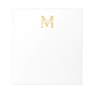 Bloc-note Monogramme et nom d'or personnalisé
