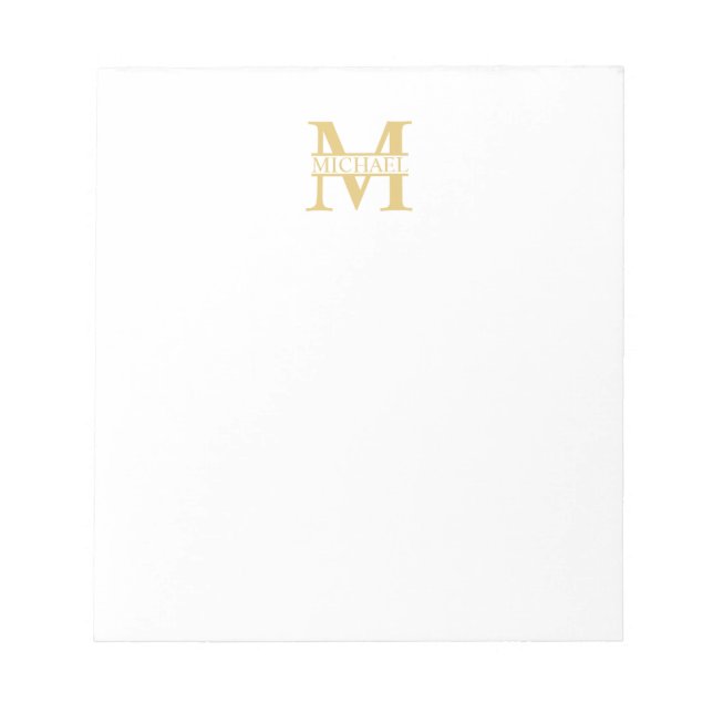 Bloc-note Monogramme et nom d'or personnalisé (Devant)