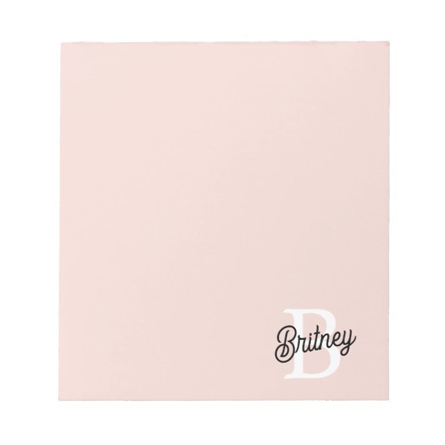 Bloc-note Monogramme et nom personnalisé moderne Pastel Pink (Devant)