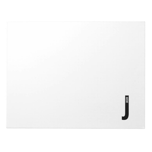 Bloc-note Monogramme et nom personnalisés gras modernes (Devant)