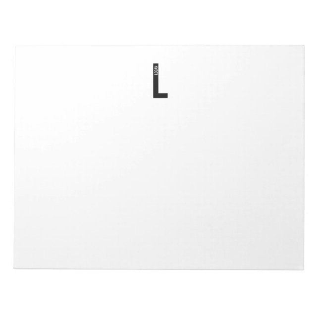 Bloc-note Monogramme et nom personnalisés gras modernes (Devant)