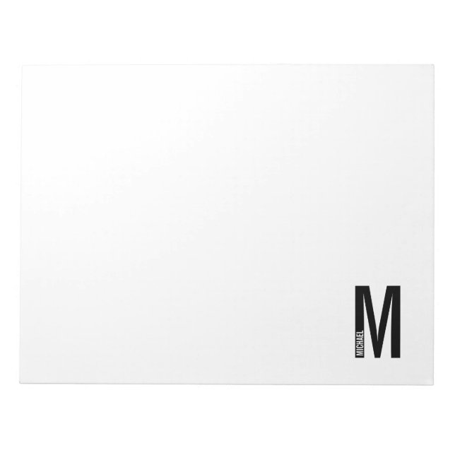 Bloc-note Monogramme et nom personnalisés modernes (Devant)