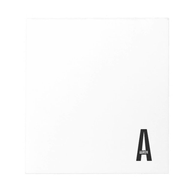 Bloc-note Monogramme et nom personnalisés modernes (Devant)