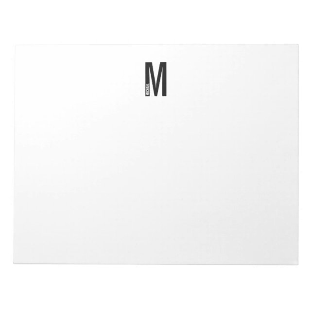 Bloc-note Monogramme et nom personnalisés modernes (Devant)