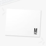 Bloc-note Monogramme et nom personnalisés modernes<br><div class="desc">Monogramme moderne noir et blanc Gras Design avec monogramme personnalisé et nom dans le style de police sans serif moderne en gras.</div>