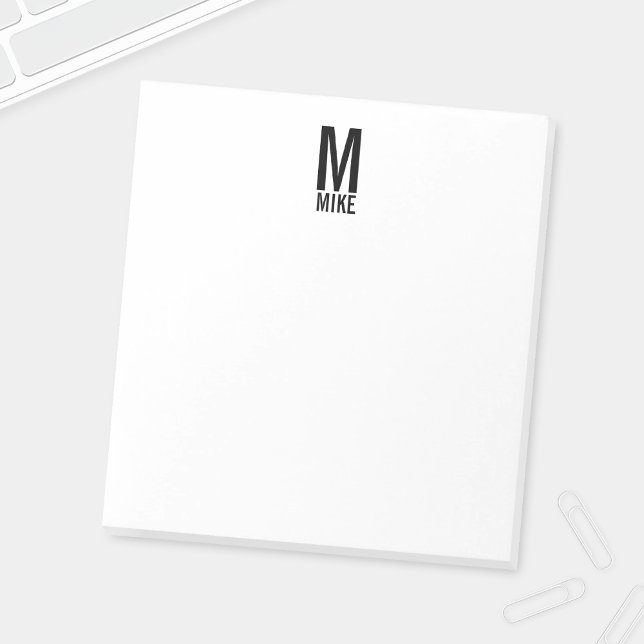 Bloc-note Monogramme et nom personnalisés modernes (Créateur téléchargé)