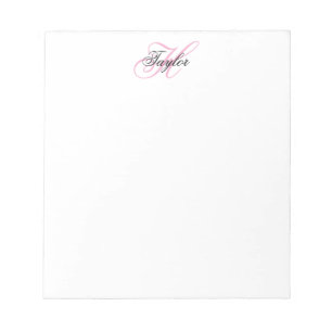 Bloc-note Monogramme fantaisie noir et rose