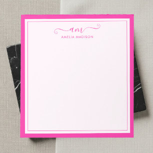 Bloc-note Monogramme Féminin Écriture Vibrant Rose