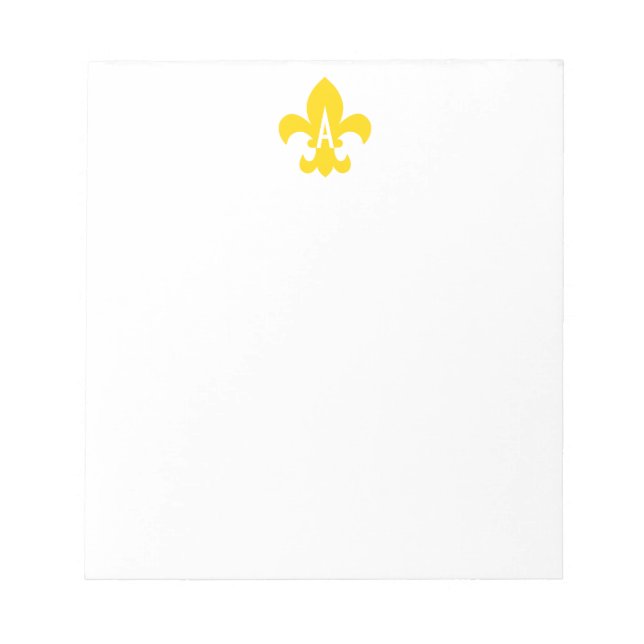 Bloc-note Monogramme Fleur de Lis Or et Blanc (Devant)