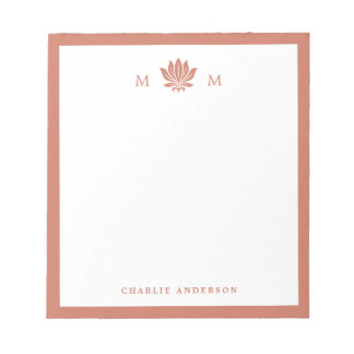 Bloc-note Monogramme Fleur de Lotus Marron Terracotta
