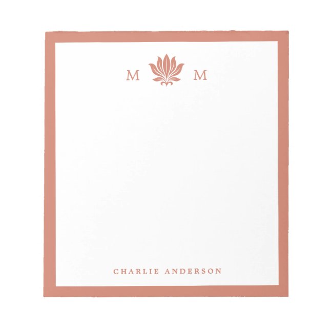 Bloc-note Monogramme Fleur de Lotus Marron Terracotta (Devant)