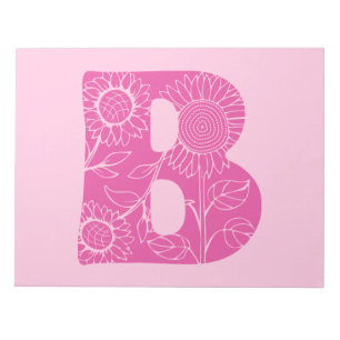 Bloc-note monogramme floral B lettre majuscule