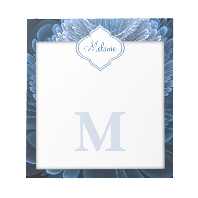 Bloc-note Monogramme floral bleu Icy (Devant)