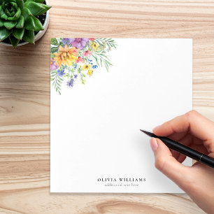Bloc-note Monogramme floral coloré élégant