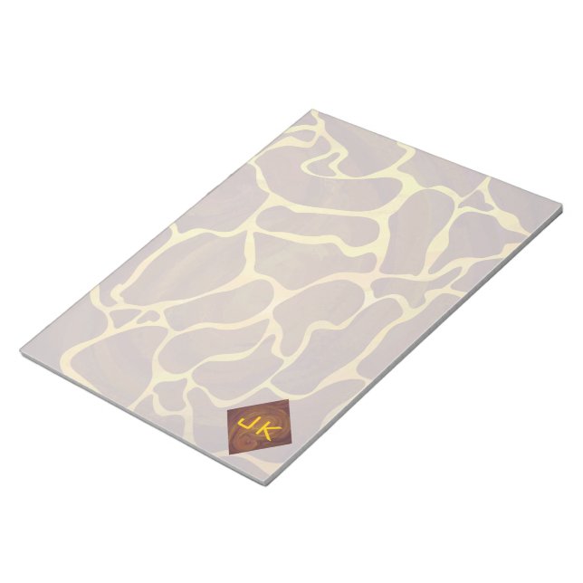 Bloc-note Monogramme Giraffe Brown, Impression Jaune (Incliné)
