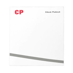 Bloc-note Monogramme gras rouge Ligne grise simple professio