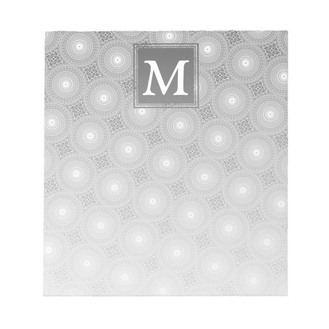 Bloc-note Monogramme gris cercles motif (Devant)