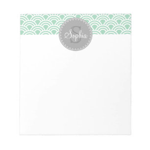 Bloc-note Monogramme Gris Mint Motif moderne