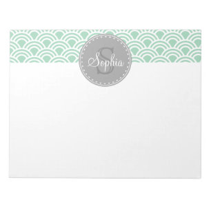 Bloc-note Monogramme Gris Mint Motif moderne