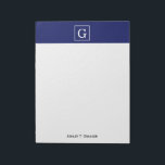 Bloc-note Monogramme Initial Cadre Bleu Marine Blanc<br><div class="desc">Monogramme Initial Cadre Bleu Marine et Blanc Un fond uni élégant avec une zone encadrée de blanc pour votre monogramme, nom ou autre texte. Vous pouvez également changer la police du texte, modifier la taille et la couleur de la police, déplacer le texte, etc. Si vous souhaitez ce design dans...</div>