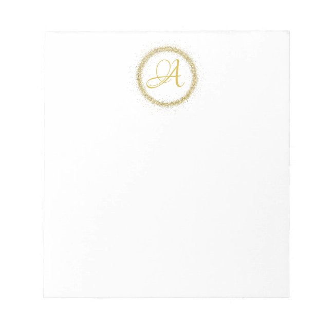 Bloc-note *~* Monogramme Initial Minimal Pailleté Or Girly N (Devant)