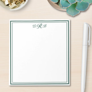 Bloc-note Monogramme Initial Personalisé Classique Élégant N