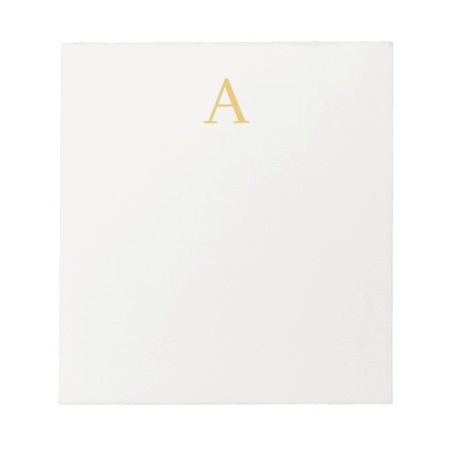 Bloc-note Monogramme initial professionnel couleur or et pas (Devant)