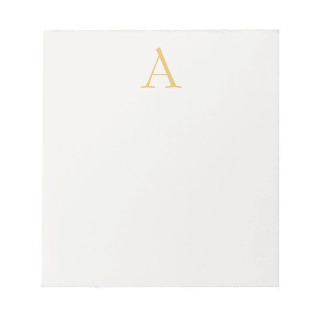 Bloc-note Monogramme initial professionnel couleur or et pas (Devant)
