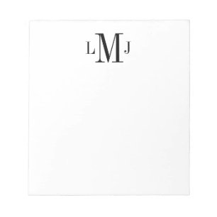 Bloc-note Monogramme initial simple noir